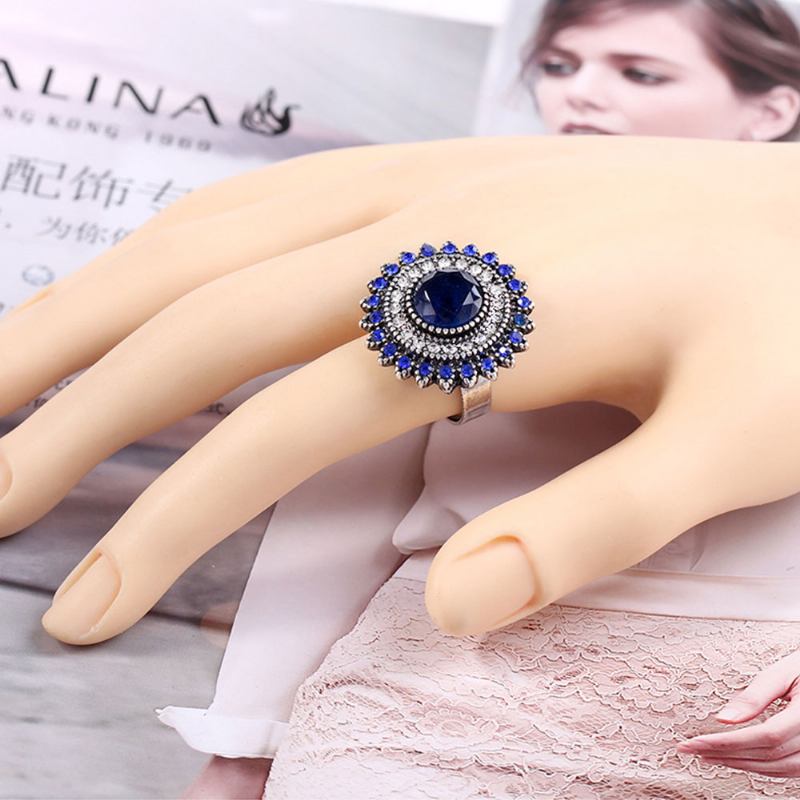 Γυναικείο Ρετρό Δαχτυλίδι Big Sun Flower Rhinestone Rings Από Κράμα Αλουμινίου Δαχτυλίδια Γυναικεία Αξεσουάρ Μόδας Τα Καλύτερα Δώρα Για Γυναίκες