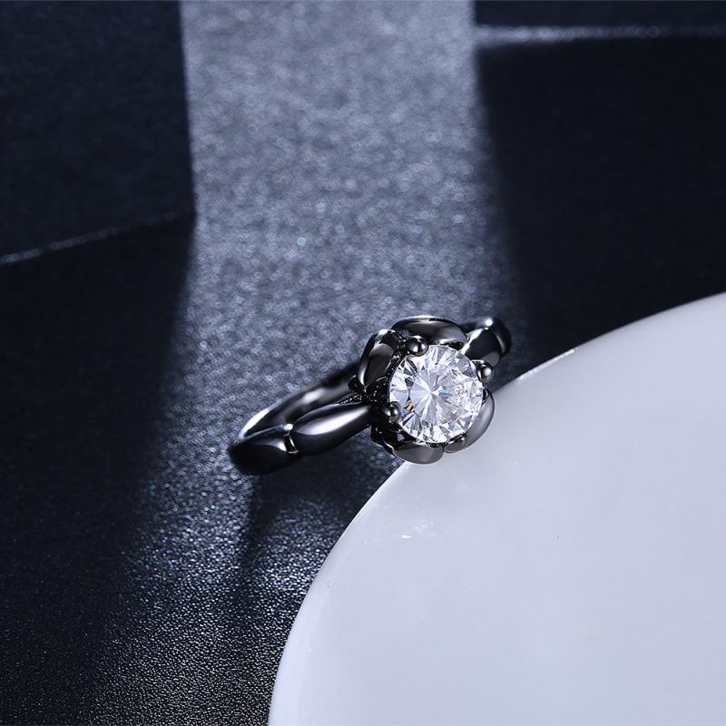 Inalis Elegant Flower Shiny Zircon Finger Ring Δώρο Για Γυναίκες