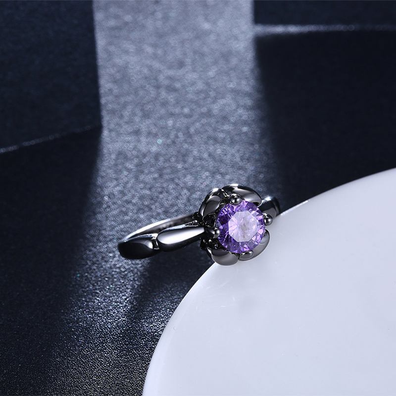 Inalis Elegant Flower Shiny Zircon Finger Ring Δώρο Για Γυναίκες