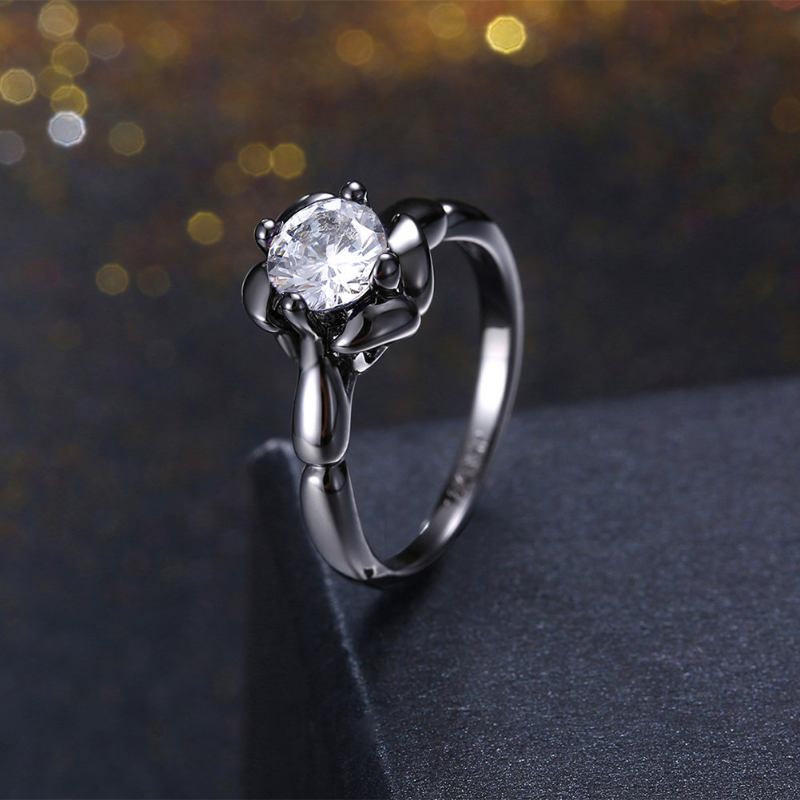 Inalis Elegant Flower Shiny Zircon Finger Ring Δώρο Για Γυναίκες