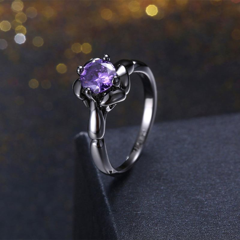 Inalis Elegant Flower Shiny Zircon Finger Ring Δώρο Για Γυναίκες