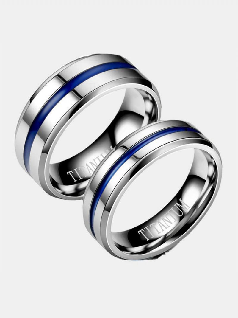 Jassy 1pcs 6mm/8mm Δαχτυλίδι Ζευγαριού Simple Fashion Blue Titanium Steel Polished