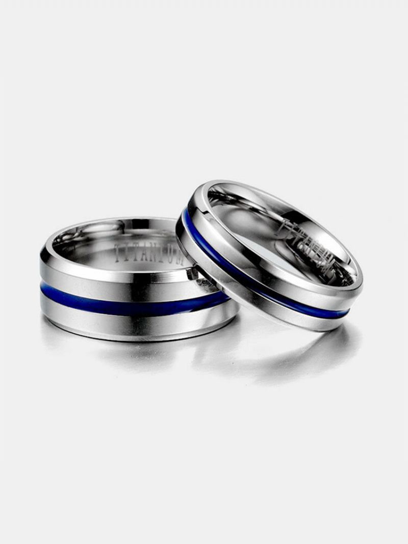 Jassy 1pcs 6mm/8mm Δαχτυλίδι Ζευγαριού Simple Fashion Blue Titanium Steel Polished