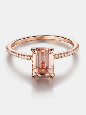 Κομψό Δαχτυλίδι Ροζ Χρυσό 18 Καρατίων Ζιργκόν Απλά Γεωμετρικά Δαχτυλίδια Κοσμήματα Χεριών Για Γυναίκες