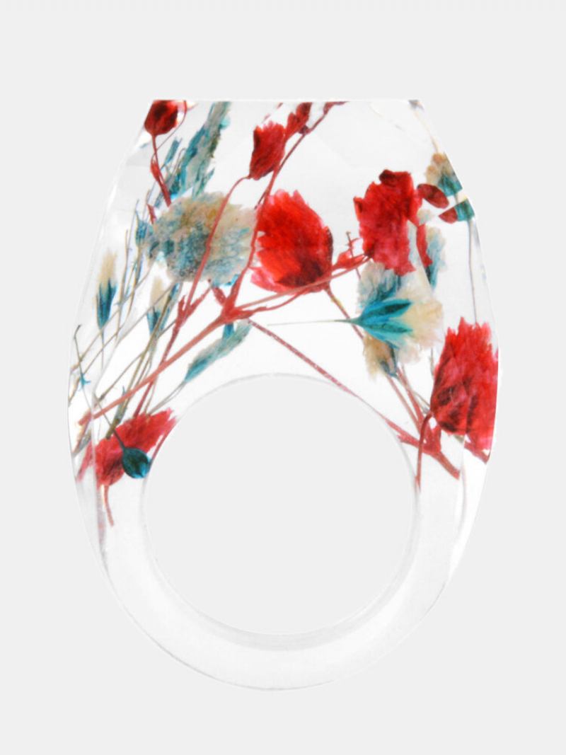 Μόδα Χειροποίητα Secret World Resin Rings Colorful Dry Flowers Κομψά Δαχτυλίδια Δώρο Για Γυναίκες