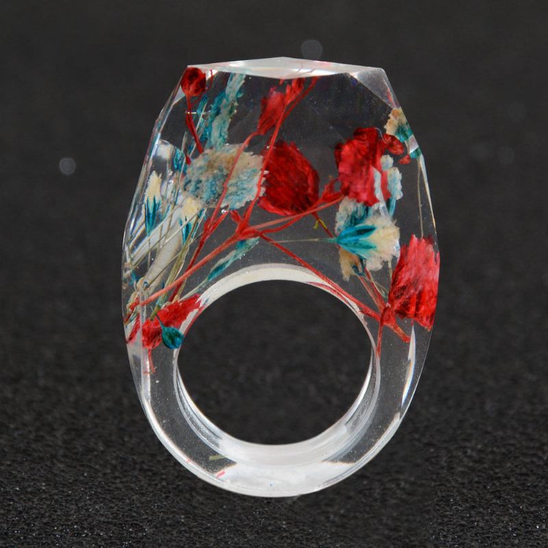 Μόδα Χειροποίητα Secret World Resin Rings Colorful Dry Flowers Κομψά Δαχτυλίδια Δώρο Για Γυναίκες