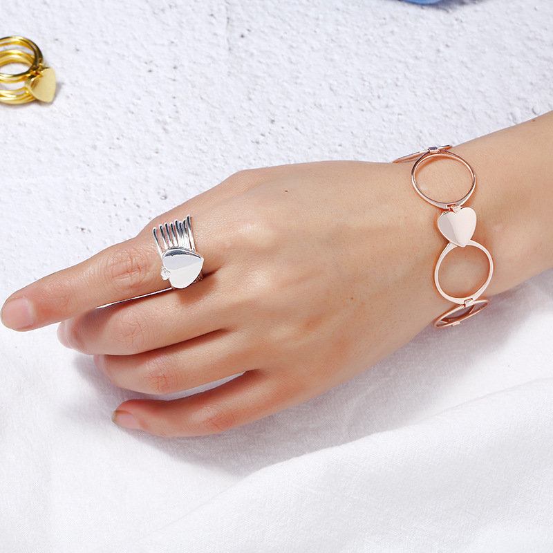 Μοναδικά Δαχτυλίδια Heart Finger Stackable Multilayer 2 Σε 1 Βραχιόλι Διπλής Χρήσης Για Γυναίκες