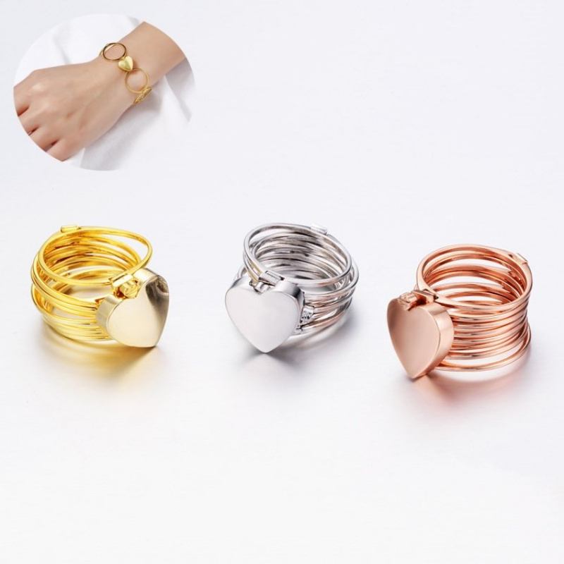 Μοναδικά Δαχτυλίδια Heart Finger Stackable Multilayer 2 Σε 1 Βραχιόλι Διπλής Χρήσης Για Γυναίκες