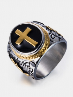 Πανκ Χρυσό Δαχτυλίδι Από Ανοξείδωτο Ατσάλι Σταυρός The Hand Of God Shape Rock Biker Finger Ring Για Άνδρες Δώρο