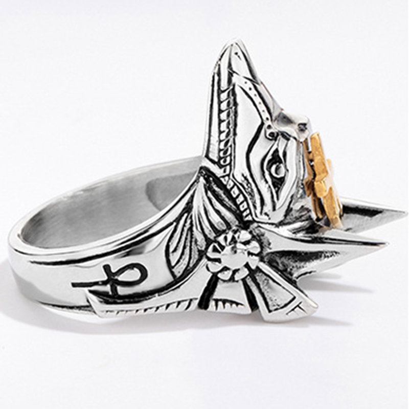 Punk Finger Rings Titanium Steel Cross Anubis Head Portrait Αξεσουάρ Ανδρικά Κοσμήματα