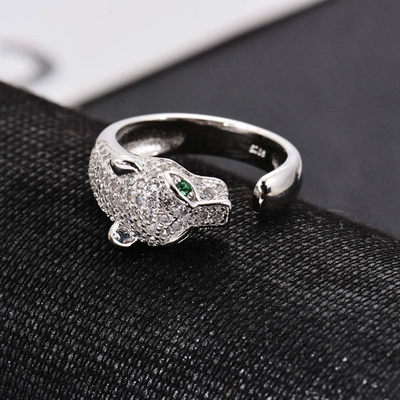 Rhinestone Crystal Leopard Head Ring Δαχτυλίδι Γάμου Επώνυμα Κοσμήματα Χριστουγεννιάτικο Δώρο Γυναικεία Δαχτυλίδια