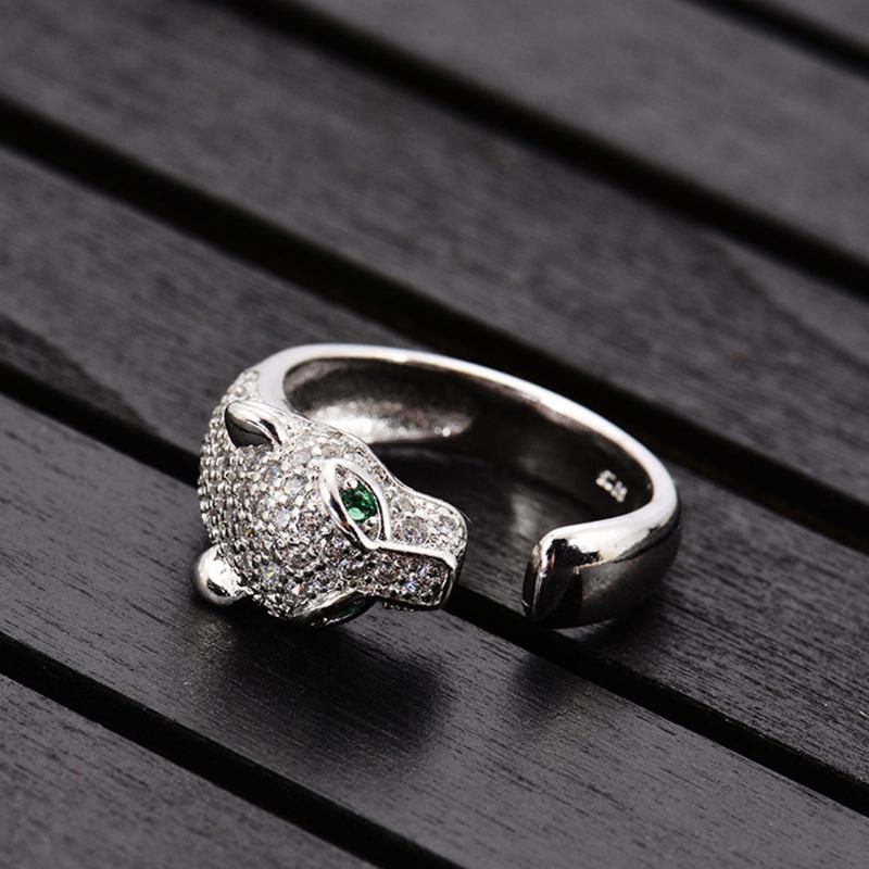 Rhinestone Crystal Leopard Head Ring Δαχτυλίδι Γάμου Επώνυμα Κοσμήματα Χριστουγεννιάτικο Δώρο Γυναικεία Δαχτυλίδια