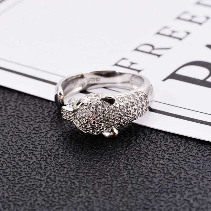 Rhinestone Crystal Leopard Head Ring Δαχτυλίδι Γάμου Επώνυμα Κοσμήματα Χριστουγεννιάτικο Δώρο Γυναικεία Δαχτυλίδια