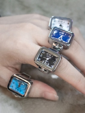 Ρολόι 4 Χρωμάτων Από Κράμα Ανοξείδωτου Χάλυβα Mini Fashion Couple Quartz Ring