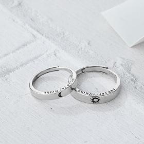 S925 Sterling Silver Sun Moon And Stars Couple Ring Open Rings Wedding Creative Δαχτυλίδι Για Ζευγάρι