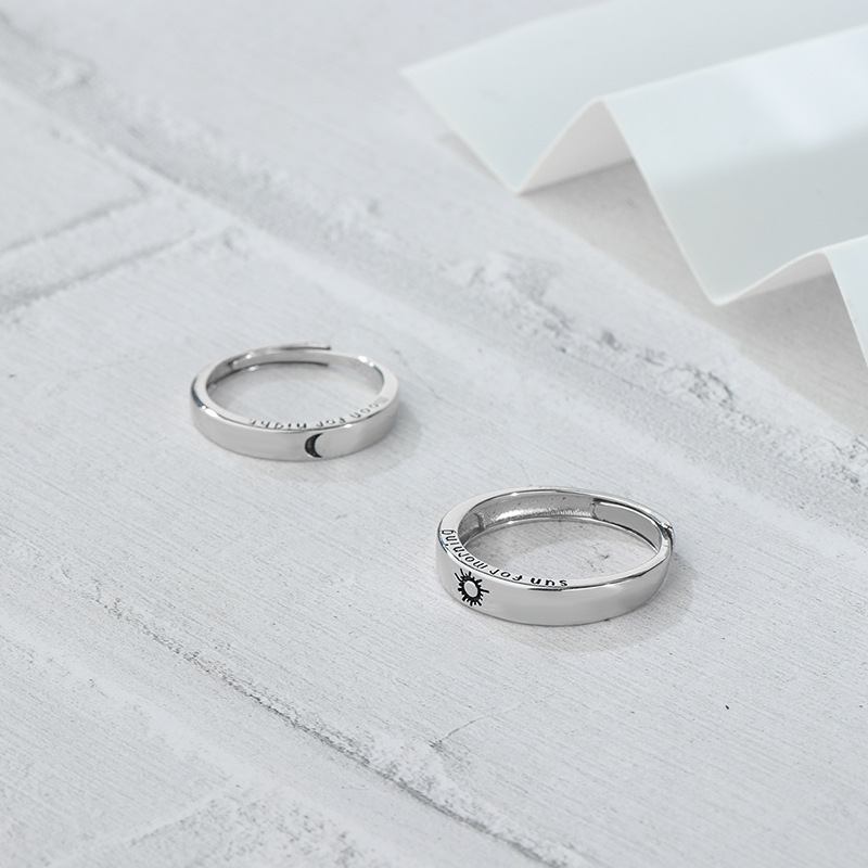 S925 Sterling Silver Sun Moon And Stars Couple Ring Open Rings Wedding Creative Δαχτυλίδι Για Ζευγάρι