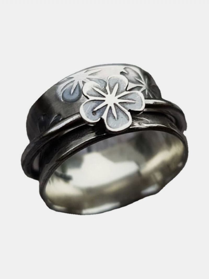 Vintage Alloy Ins Plum Flower Δαχτυλίδι Σε Σχήμα Λουλουδιού