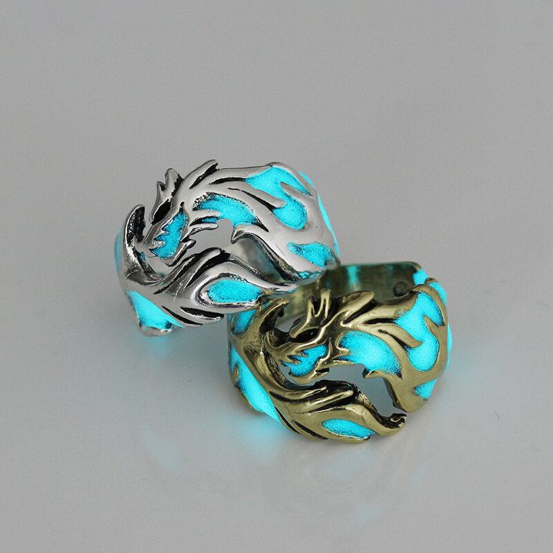 Vintage Halloween Luminous Rings Metal Hollow Flying Dragon Ανδρικά Δαχτυλίδια Κοσμήματα Αξεσουάρ