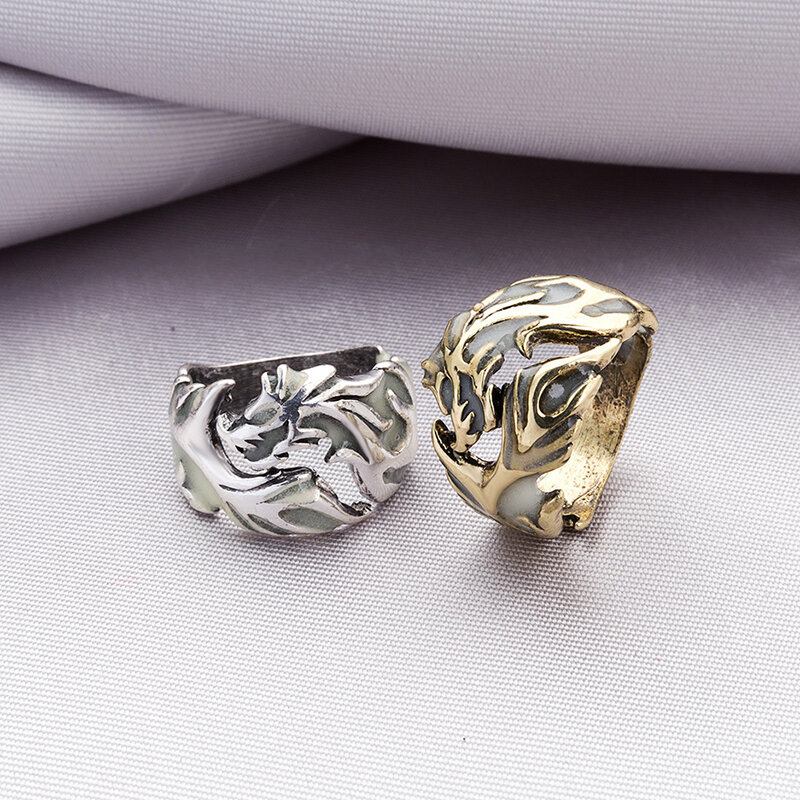 Vintage Halloween Luminous Rings Metal Hollow Flying Dragon Ανδρικά Δαχτυλίδια Κοσμήματα Αξεσουάρ