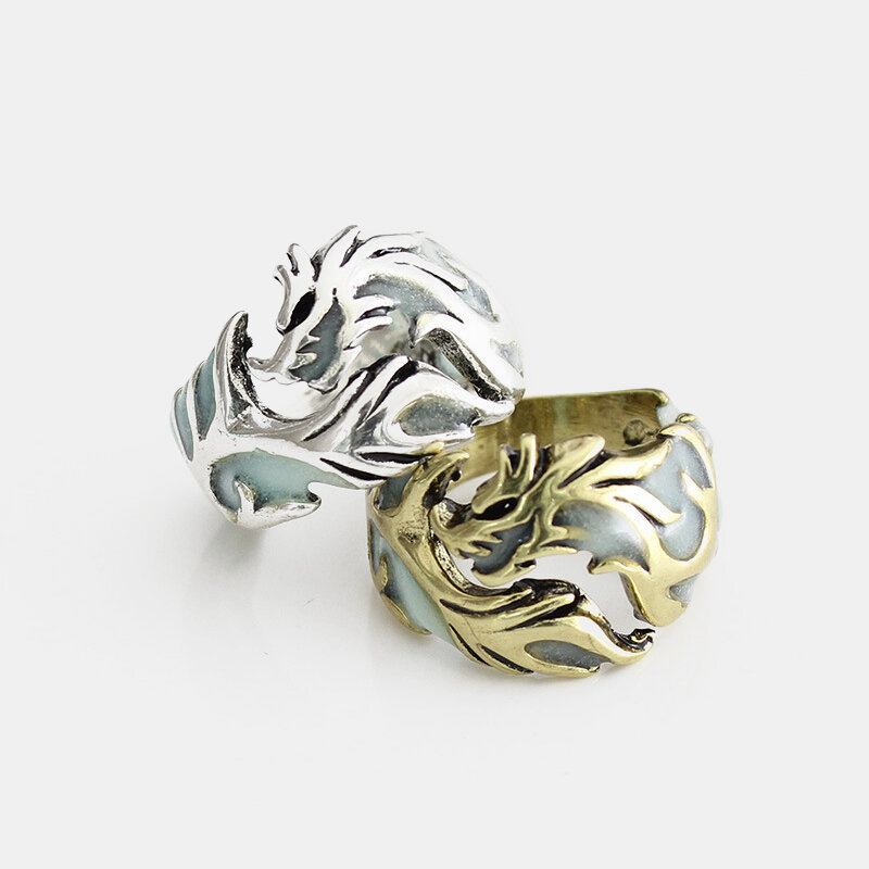 Vintage Halloween Luminous Rings Metal Hollow Flying Dragon Ανδρικά Δαχτυλίδια Κοσμήματα Αξεσουάρ