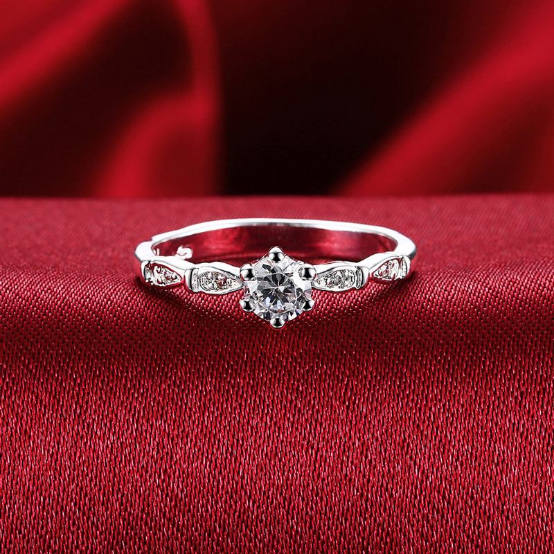 Yueyin Sweet Ring Flower Zircon Luxury Κομψή Βέρα