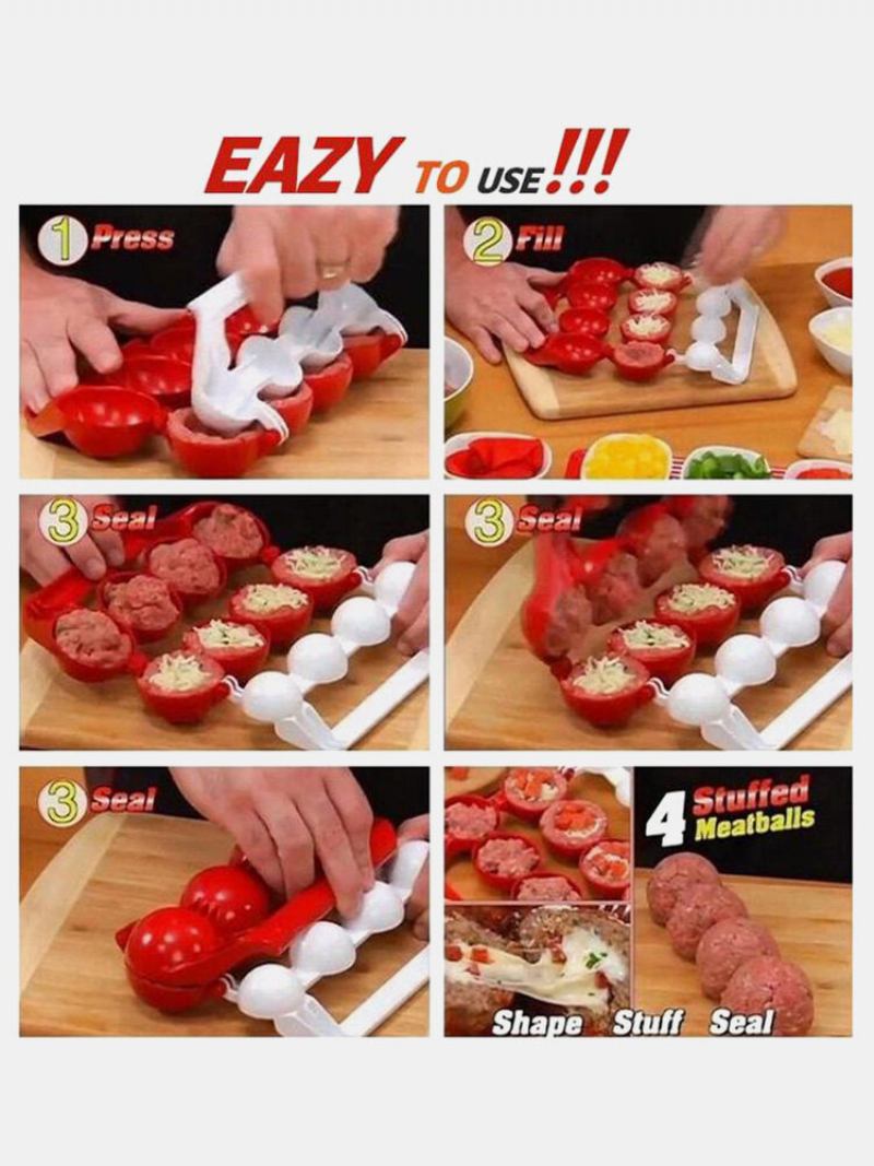 1 Pc Diy Press Meatball Fishball Gourmet Mold Chicken Bacon Quick Maker Kitchen Gadget Supplies Festive Enjoy Tool