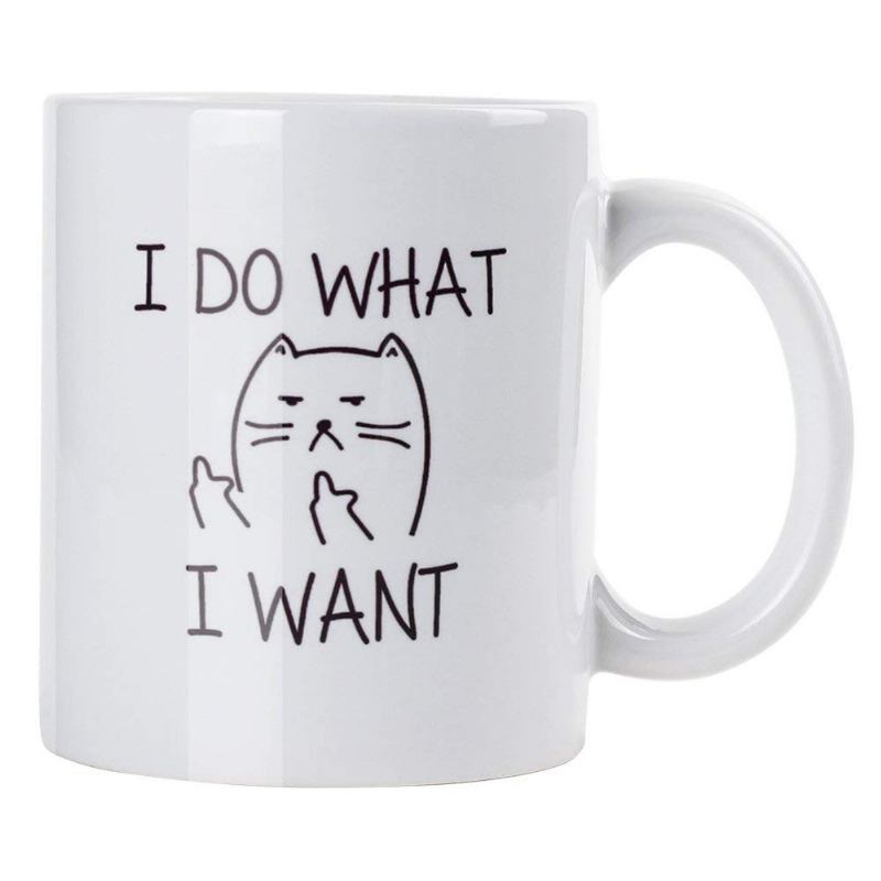 11 Oz Funny Coffee Mug Cat Middle Finger Κεραμική Κούπα/φλιτζάνι