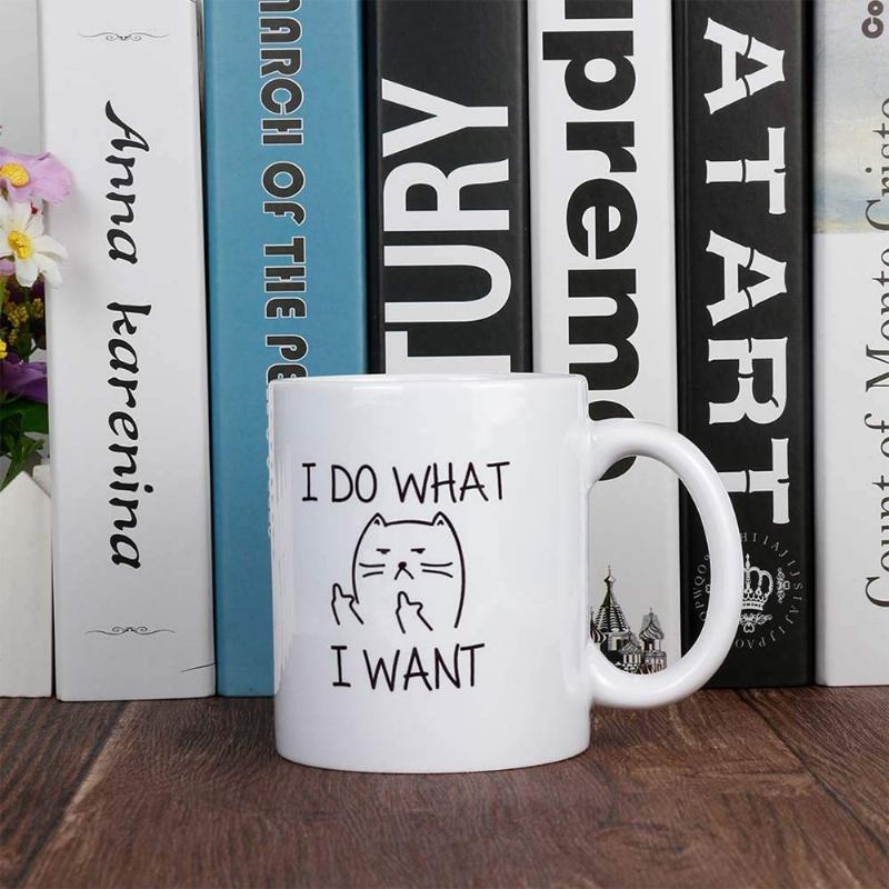 11 Oz Funny Coffee Mug Cat Middle Finger Κεραμική Κούπα/φλιτζάνι