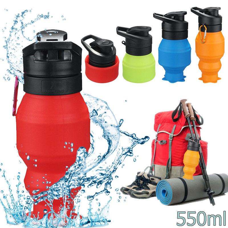 550ml Creative Silicone Collapsible Telescopic Water Bottle Portable Outdoor Travel Cup