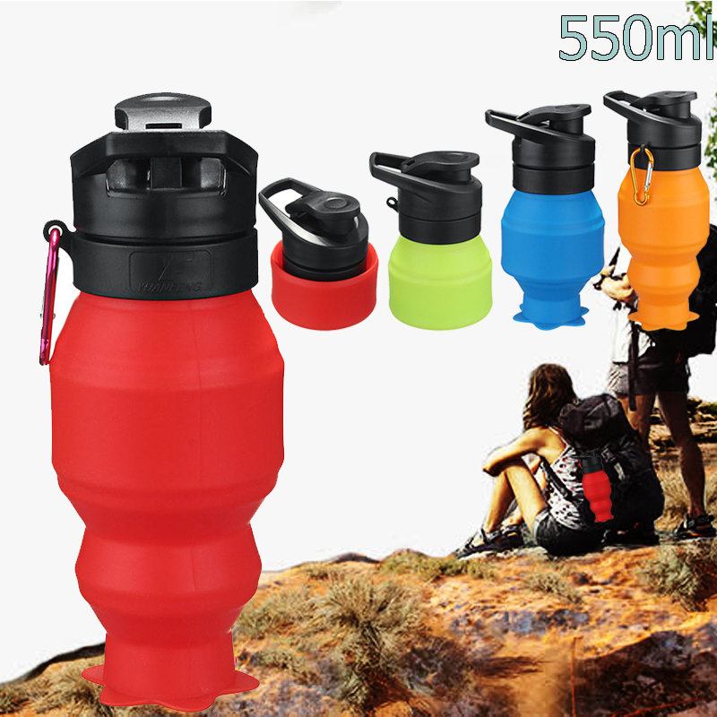 550ml Creative Silicone Collapsible Telescopic Water Bottle Portable Outdoor Travel Cup