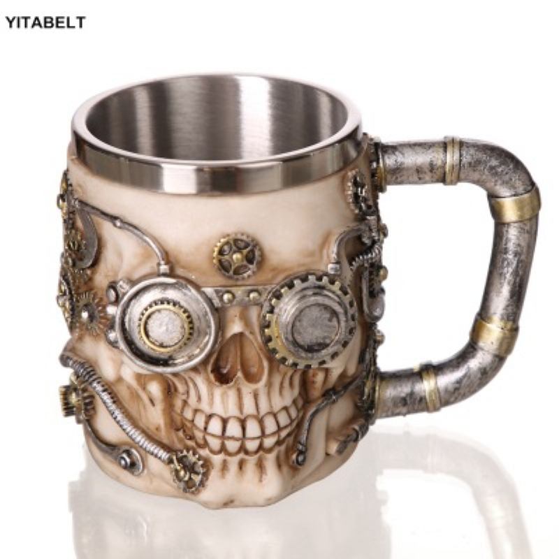 Ανοξείδωτο Ατσάλι Skull Cup Φλιτζάνι Καφέ Μπύρα Κούπα Τσάι Family Party Δώρο 500ml