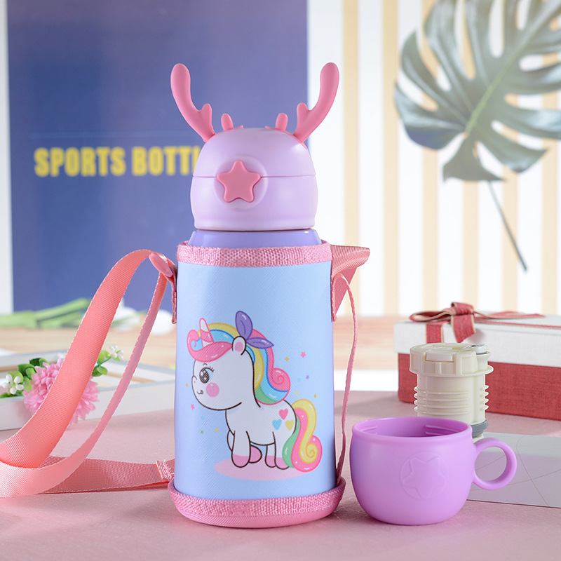 Aylee Smart Children's Thermos Cup Straw Pot Kindergarten Pupils Μπουκάλι Νερού Από Ανοξείδωτο Ατσάλι Φορητό