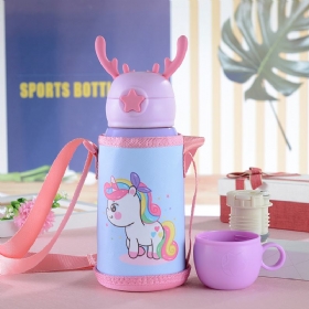 Aylee Smart Children's Thermos Cup Straw Pot Kindergarten Pupils Μπουκάλι Νερού Από Ανοξείδωτο Ατσάλι Φορητό