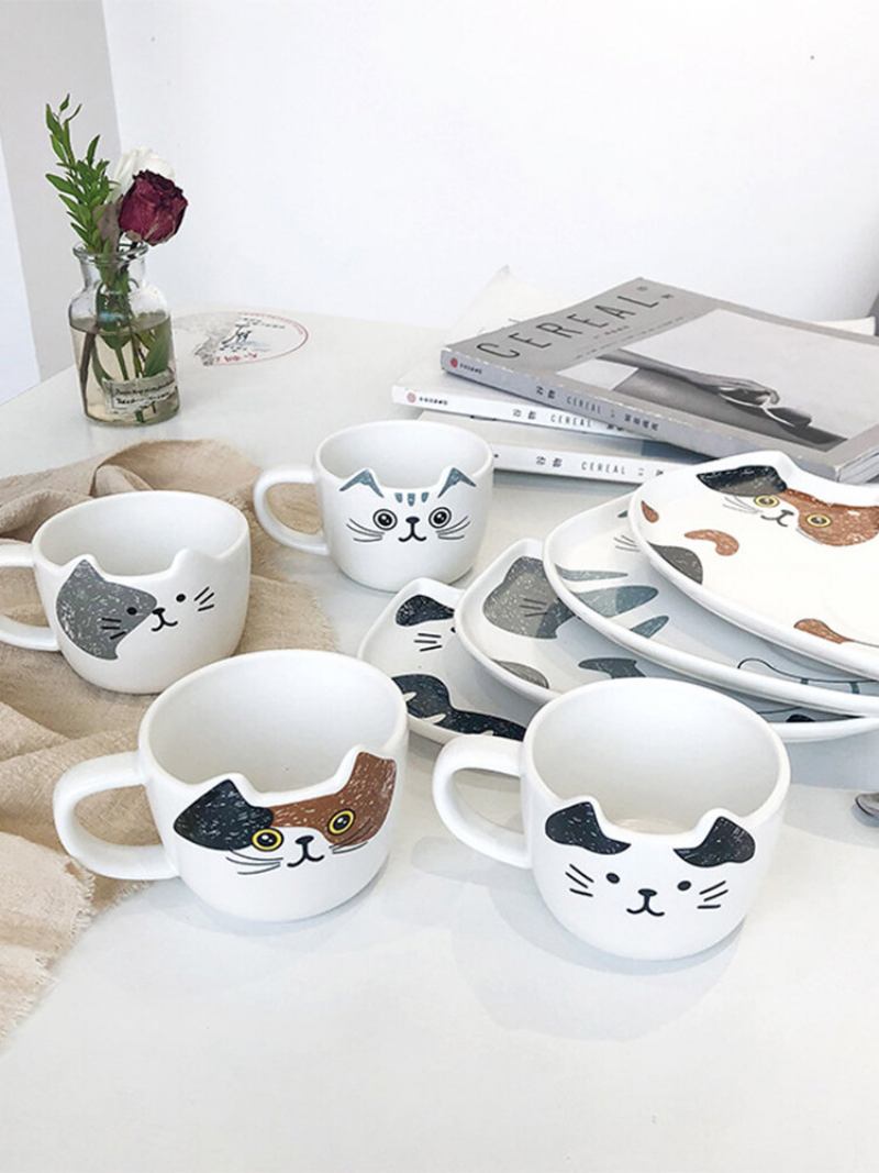 Cat Ceramic Coffee Cup And Saucer Suit Water Cup Hotel Προσαρμογή Κούπας Για Επιδόρπιο