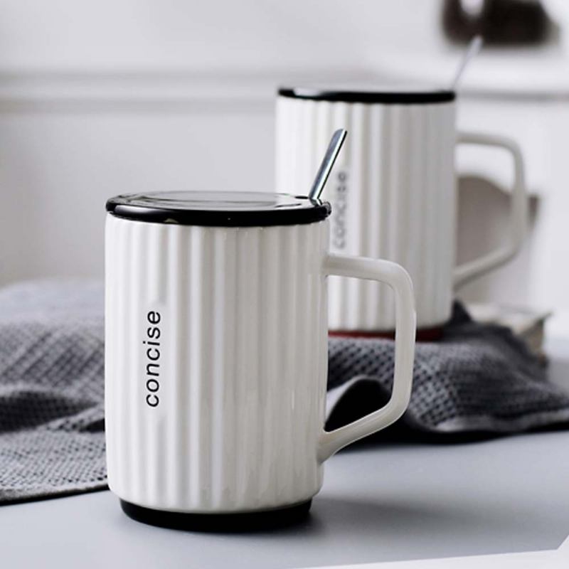 Creative Simple Ceramic Cup Nordic Household Milk Cup Με Καπάκι Κούπα Πόσιμου Γραφείου