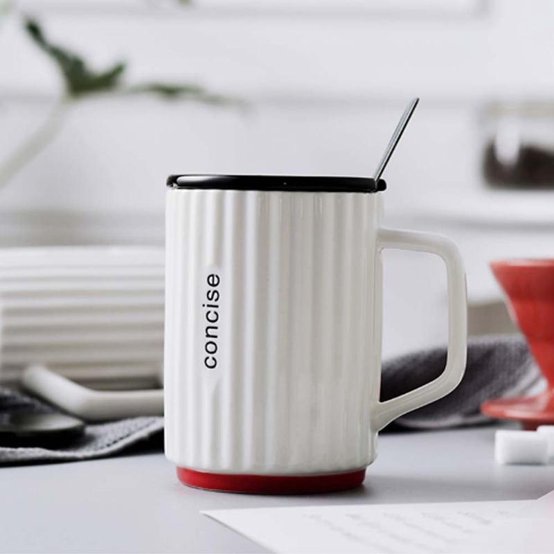 Creative Simple Ceramic Cup Nordic Household Milk Cup Με Καπάκι Κούπα Πόσιμου Γραφείου