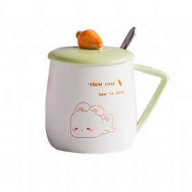 Cute Rabbit Coffee Cup Κορεατική Έκδοση Με Cover Scoop Mug Creative Trend Ceramic Cup