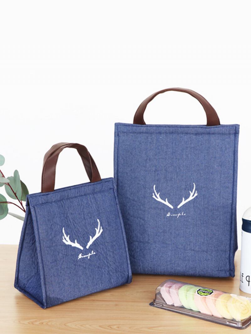 Denim Lunch Tote Bag Αδιάβροχη Ανθεκτική Στο Λάδι Με Μόνωση Ψυγείου Δοχεία Αποθήκευσης Τσάντας