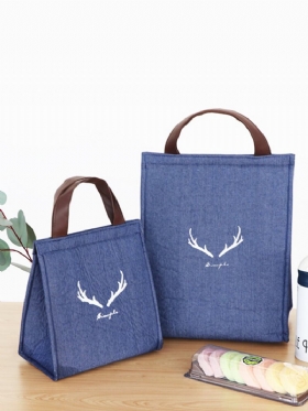 Denim Lunch Tote Bag Αδιάβροχη Ανθεκτική Στο Λάδι Με Μόνωση Ψυγείου Δοχεία Αποθήκευσης Τσάντας