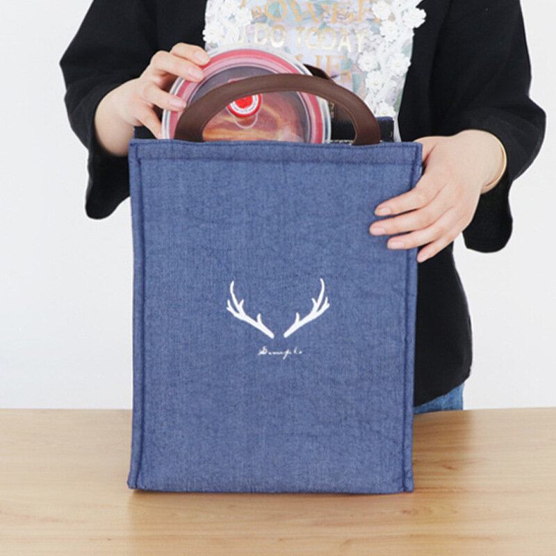 Denim Lunch Tote Bag Αδιάβροχη Ανθεκτική Στο Λάδι Με Μόνωση Ψυγείου Δοχεία Αποθήκευσης Τσάντας