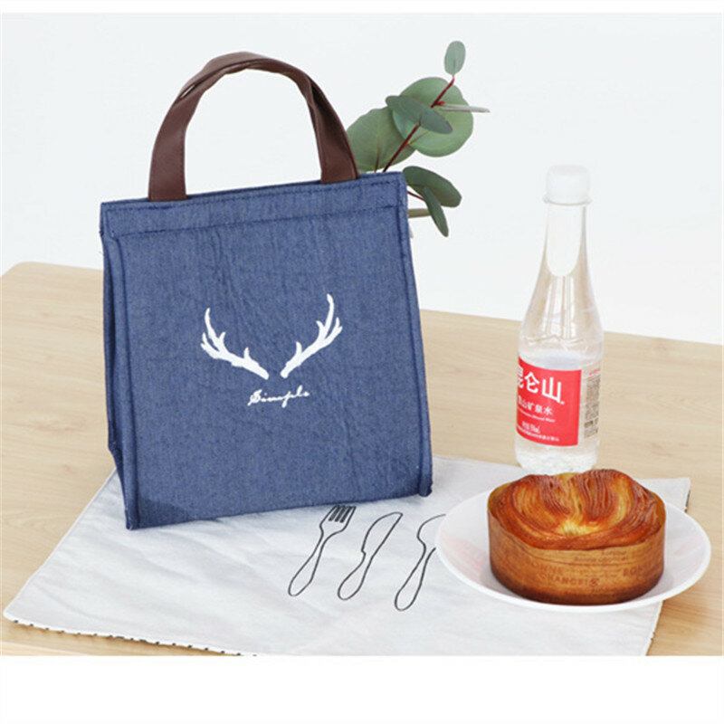 Denim Lunch Tote Bag Αδιάβροχη Ανθεκτική Στο Λάδι Με Μόνωση Ψυγείου Δοχεία Αποθήκευσης Τσάντας