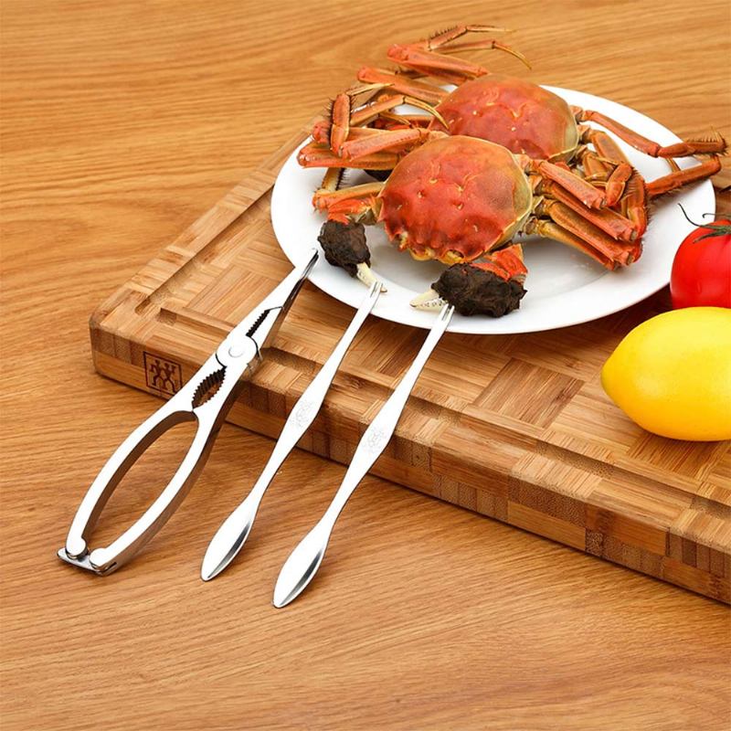 Eating Crab Tool 304 Από Ανοξείδωτο Χάλυβα Κοστούμι Τριών Τεμαχίων Τρώγοντας Μαλλιαρό Καβούρι Πόδι Βελόνα Εργαλείων Κουζίνας Συσκευασία Δώρου