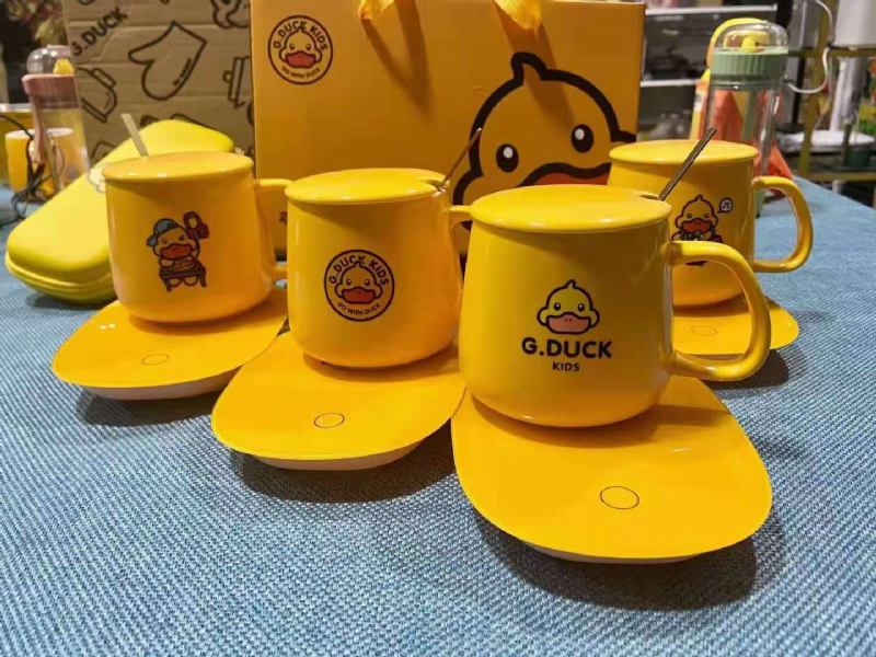 G.duck Little Yellow Duck Κύπελλο Σταθερής Θερμοκρασίας 55 Βαθμών Αυτόματη Μόνωση Θέρμανση Σετ Σουβέρ Συνοδευτικό Δώρο