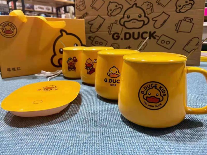 G.duck Little Yellow Duck Κύπελλο Σταθερής Θερμοκρασίας 55 Βαθμών Αυτόματη Μόνωση Θέρμανση Σετ Σουβέρ Συνοδευτικό Δώρο