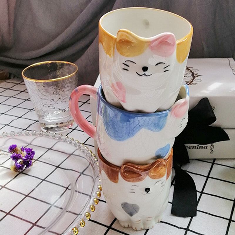 Κεραμική Κούπα Cat Με Καπάκι Ins Style Coffee Milk Water Cup Δώρο Για Παιδιά