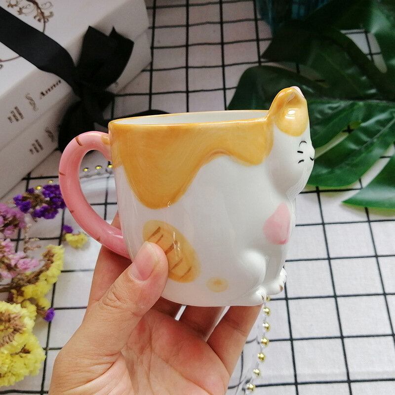 Κεραμική Κούπα Cat Με Καπάκι Ins Style Coffee Milk Water Cup Δώρο Για Παιδιά