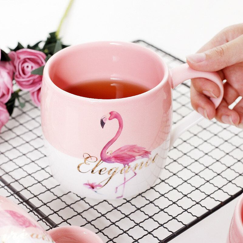 Κεραμικό Creative Color Block Σκανδιναβικού Στιλ Flamingo Μοτίβο Water Milk Cup