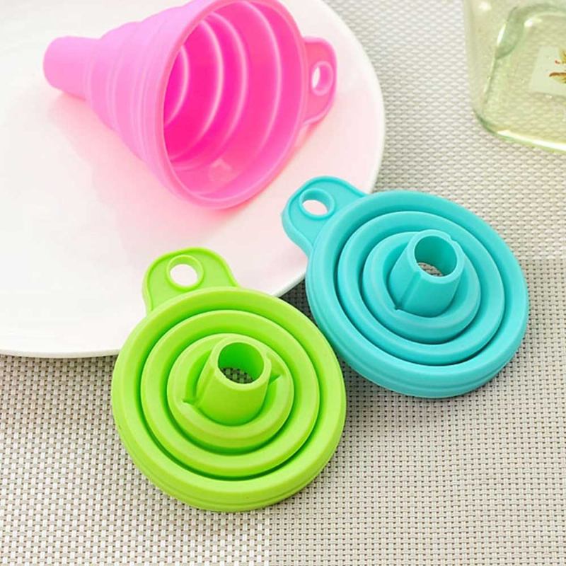 Κρεμαστό Πτυσσόμενο Χωνί Κουζίνας Gadget 5 Pack Creative Food Grade Φορητό Εύκαμπτο Αναδιπλούμενο Σιλικόνης Για Μεταφορά Υγρών