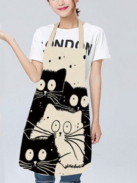 Μοτίβο Μαύρης Γάτας Καθαρισμός Πολύχρωμες Ποδιές Μαγειρικής Σπιτιού Ποδιά Κουζίνας Φορέστε Βαμβακερά Λινά Σαλιάρες Για Ενήλικες