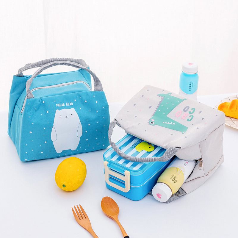 Portable Thicken Lunch Tote Bag Oxford Waterproof Cooler Insolated Handbag Cute Storage Containers